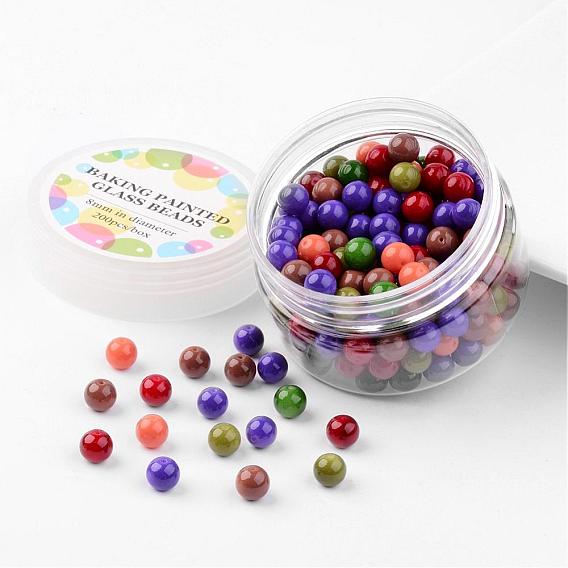 Стеклянные бусины, падение смеси, экологически чистый, выпечка окрашены, круглые