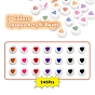 7 Colors Opaque Acrylic Beads, with Enamel, Flat Round with Heart