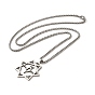 Heptagram Star Pendant Necklaces, 204 Stainless Steel Box Chain Necklaces