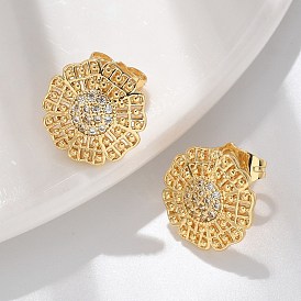 Серьги-гвоздики из латунного микро-паве, долговечный, реальный 18 k позолоченный