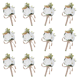 12 шт. шелковая брошь-бутоньерка в виде розы, для свадьбы, партийные украшения