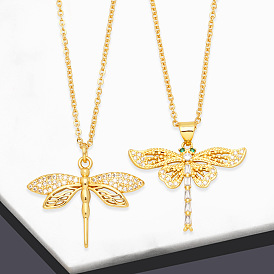 Creative minimalist dragonfly pendant necklace for women's accessories.
