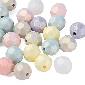 Perles acryliques laquées, de Style caoutchouté, facette, ronde