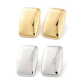 304 Stainless Steel Stud Earrings, Rectangle/Square