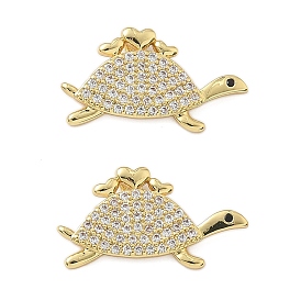 Латунные микро проложить кубического циркония подвески, черепаха с сердцем, стойки покрытие, долговечный, без кадмия и без свинца