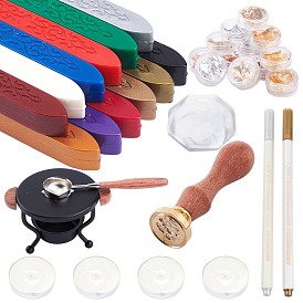 CRASPIRE DIY Scrapbook Kits, with Rosewood Alloy Wax Furnace, Sealing Wax Sticks, without Wicks, Candle, Metallic Marker Pens, UV Gel Nail Art Tinfoil, Marble Pattern Porcelain Cup Coasters