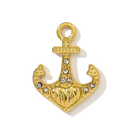 304 из нержавеющей стали горный хрусталь подвески, Якорь прелести, ионное покрытие (ip), реальный 18 k позолоченный