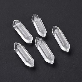 Glass Double Terminal Pointed Pendants, Faceted Bullet Charm