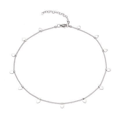 304 Stainless Steel Heart Pendant Necklaces, with Ball Chains and Lobster Claw Clasps