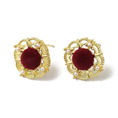 Flower Alloy & Flocking Acrylic Stud Earrings for Women