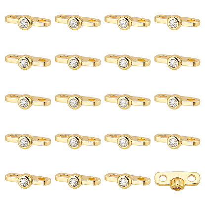 20шт. латунные подвески-соединители с прозрачным кубическим цирконием, овальные связи