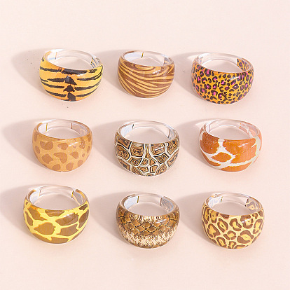 Акриловые перстни, леопардовым принтом