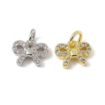Подвески-бабочки из латуни с микропаве из прозрачного кубического циркония, с открытыми кольцами прыжковых