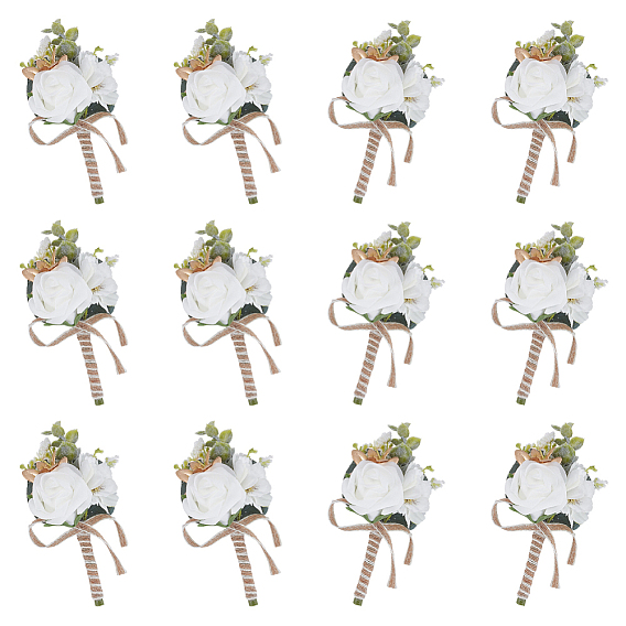 12 шт. шелковая брошь-бутоньерка в виде розы, для свадьбы, партийные украшения