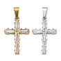 304 Stainless Steel & Glass Pendants, Cross Charms, with 201 Stainless Steel Bails