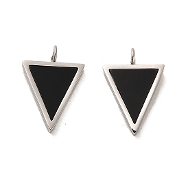 304 Stainless Steel Charms, with Glass, Triangle