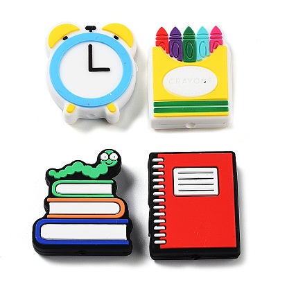 Crayon/Alarm Clock/Book Silicone Focal Beads, Chewing Beads For Teethers, DIY Nursing Necklaces Making