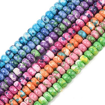 Нити окрашенных синтетических бусин из речного камня, рондель