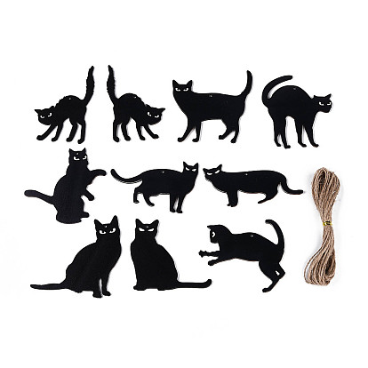 10 шт. подвесные украшения из дерева с односторонней УФ-печатью, кошка, подвесные украшения из джутовой веревки, вырезанные лазером деревянные формы