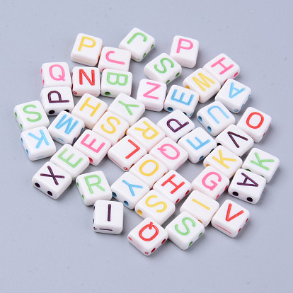 Acrylic Multi-Strand Links, for Tile Elastic Bracelets Making, Rectangle with Mixed Letter