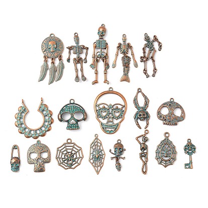 Подвески из сплава , Хэллоуин, красная медь и зеленая патина