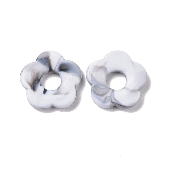 Acrylic Beads, Imitation Gemstone Style, Half Drilled, Flower