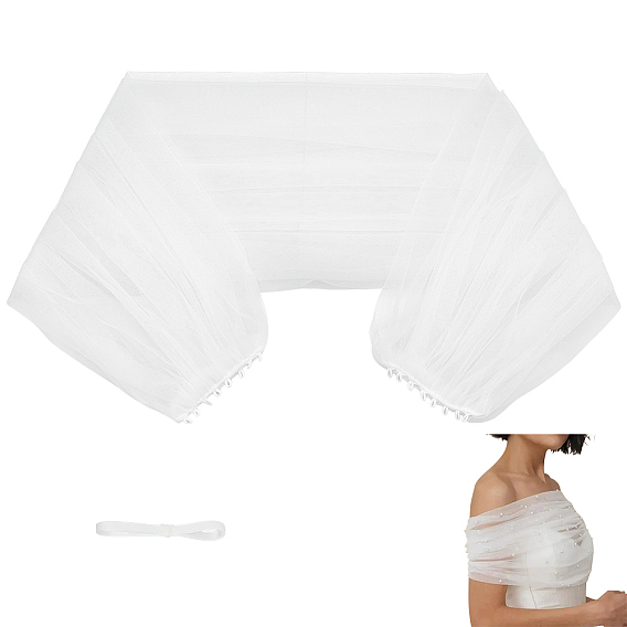 Полиэстеровая шаль на одно плечо для невесты, с полиэфирными лентами