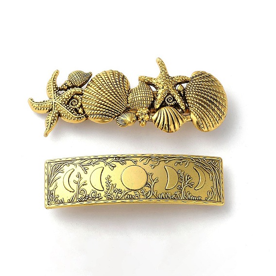 Заколки для волос из сплава с ракушками, морскими звездами и фазами луны, аксессуары для волос для женщин девушка