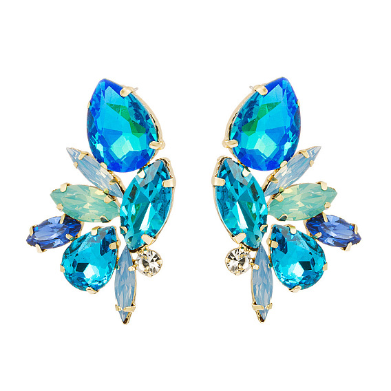 Sparkling Alloy Rhinestone Ear Studs for Women, Bold and Fashionable Jewelry Accessory