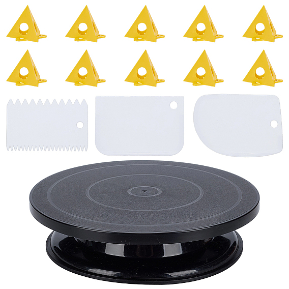 Вращающийся комплект трубопроводов, набор мини-подставок для краски из пластика, скребок для выпечки из полипропилена, инструмент для выпечки, поворотный стол из полипропилена, для приготовления торта