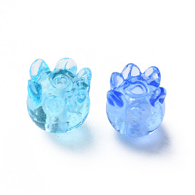 Transparent Handmade Bumpy Lampwork Beads, with Silver Glitter, Jellyfish