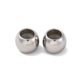 201 из нержавеющей стали бусы, с резиной внутри, ползунки, круглые, анти-тускнение
