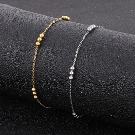 304 женские браслеты-цепочки с круглыми звеньями из нержавеющей стали и бисером