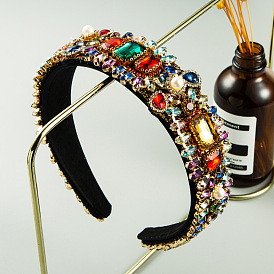 Vintage Baroque Colorful Rhinestone Teardrop Hairband for Women - Sparkling Glass Crystal Headpiece