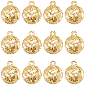 20Pcs Sport Theme 304 Stainless Steel Pendants, Volleyball, Ion Plating(IP)