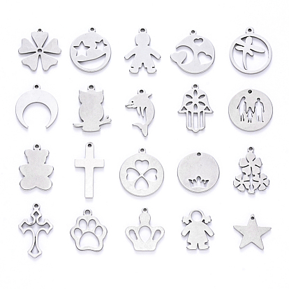 304 Stainless Steel Pendants, Mixed Shapes
