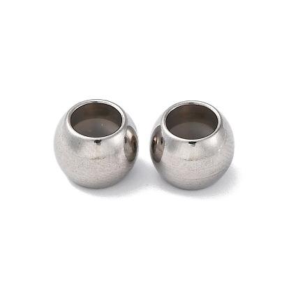 201 из нержавеющей стали бусы, с резиной внутри, ползунки, круглые, анти-тускнение