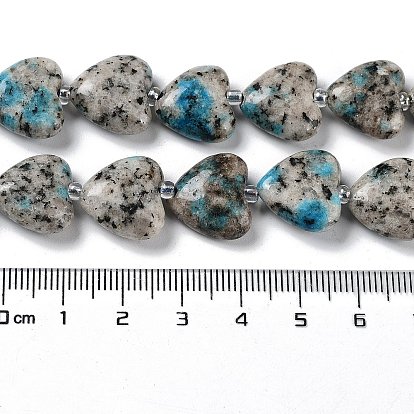 Jaspe de sésame naturel / perles de jaspe kiwi, avec des perles de rocaille, teint, cœur