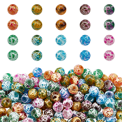 Spray Painted Glass Beads, Round