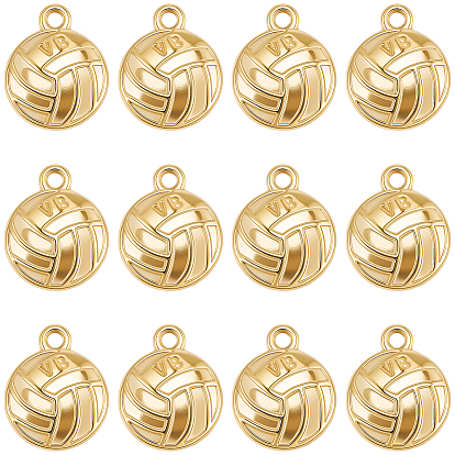 20Pcs Sport Theme 304 Stainless Steel Pendants, Volleyball, Ion Plating(IP)