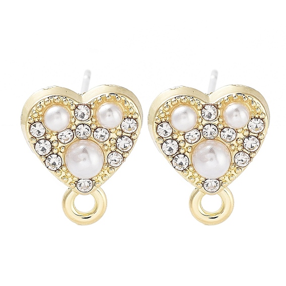 Сплав стеклянный сверло жемчужные серьги-гвоздики фурнитура, сердце