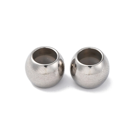 201 из нержавеющей стали бусы, с резиной внутри, ползунки, круглые, анти-тускнение