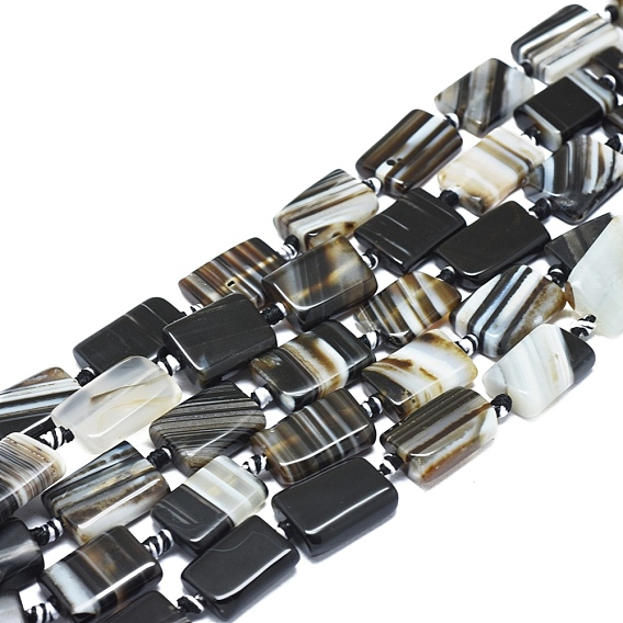 Натуральный полосатый агат / полосатые агатовые бусы, окрашенная и подогревом, прямоугольные