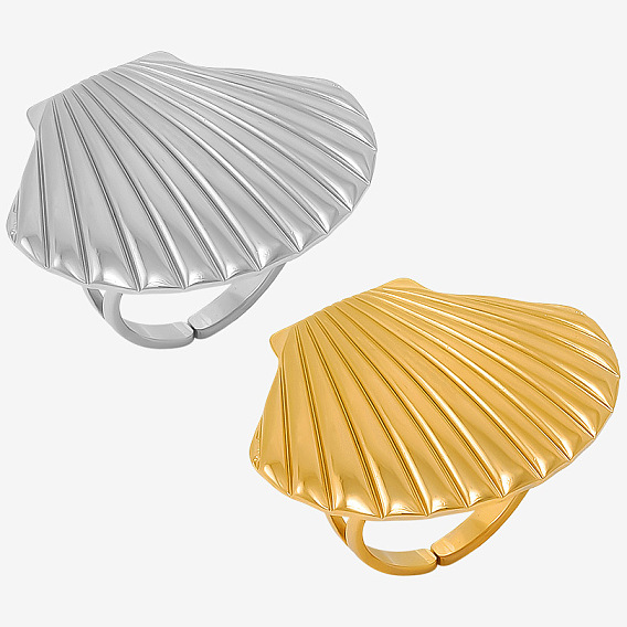 304 Пляжное кольцо из ракушки из нержавеющей стали, простое дизайнерское кольцо для открывания