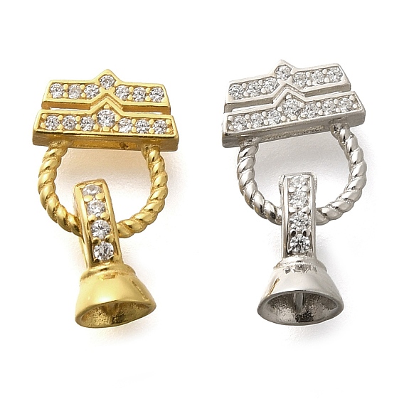 925 Складчатые застежки из стерлингового серебра с микропаве из прозрачного кубического циркония