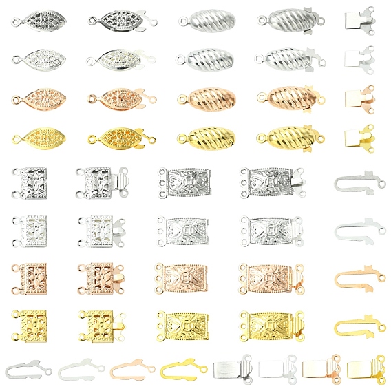16наборы 16 стили 304 застежки-коробки из нержавеющей стали, многожильные застежки, разнообразные