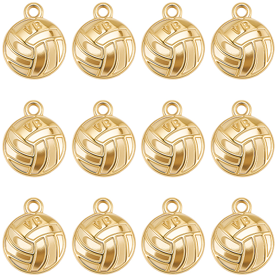 20Pcs Sport Theme 304 Stainless Steel Pendants, Volleyball, Ion Plating(IP)