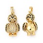 Brass Micro Pave Cubic Zirconia Pendants, Penguin Charm, Mechanical Charm, Golden