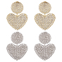 2 paires 2 boucles d'oreilles pendantes en forme de cœur avec strass en cristal de couleurs avec 925 broche en argent sterling, boucles d'oreilles longues en alliage pour la saint valentin