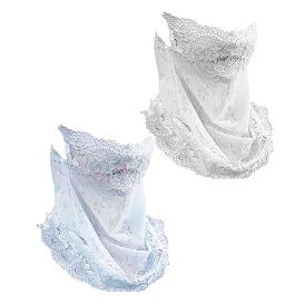 2 шт. 2 цвета полиэстеровый кружевной шарф с воротником для женщин, солнцезащитная маска-шарф